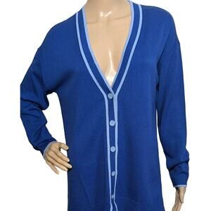 NEW Talbots Women's Size Medium Girlfriend Cardigan Sweater Long Sleeve Blue